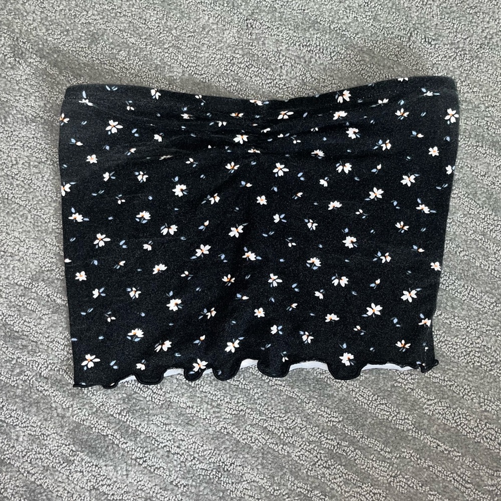 Black Floral Tube Top